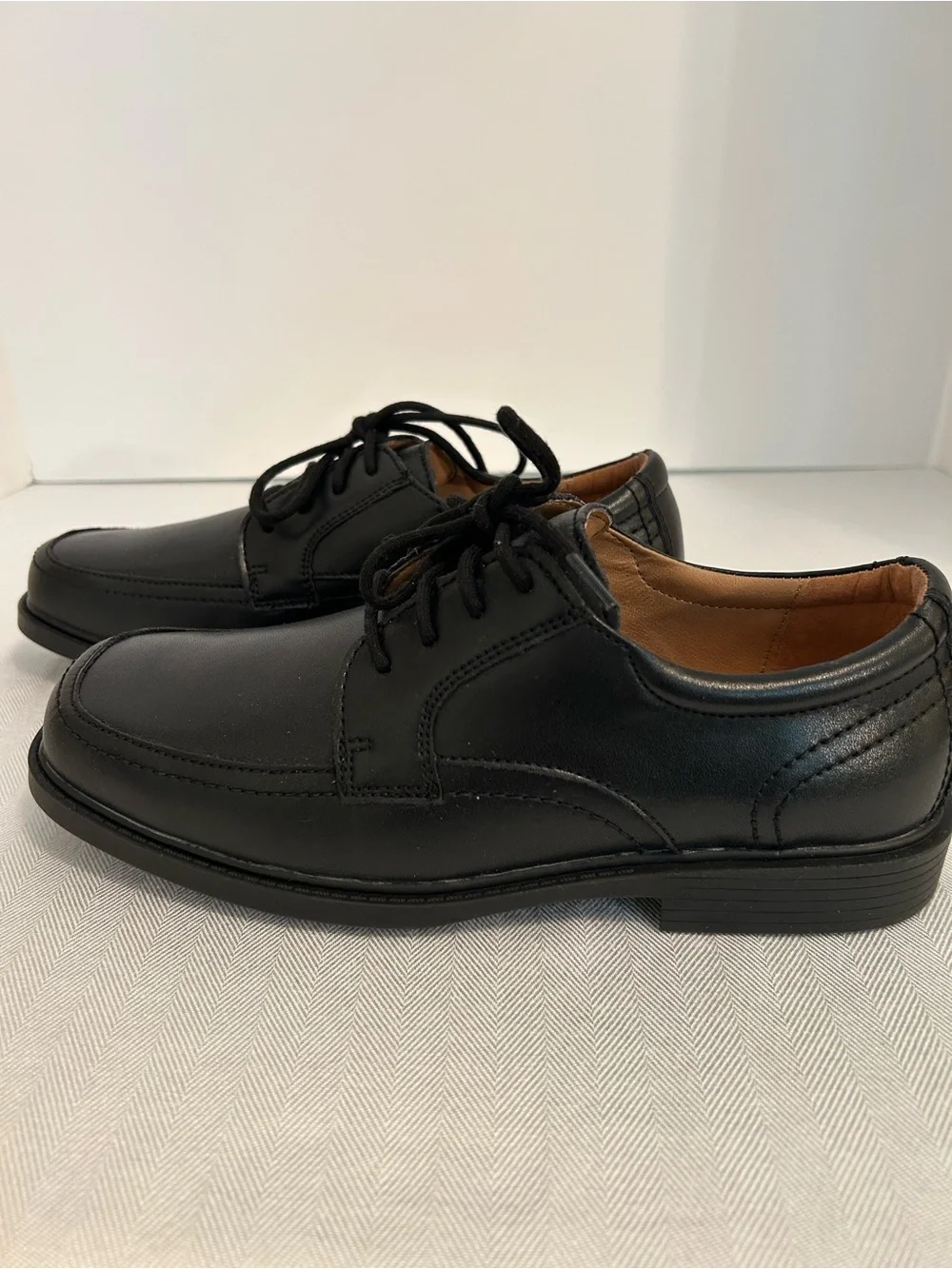 Big Boys Florsheim Billings Jr. II Black Leather Moc Toe Lace-Up Oxfords 6 Wide